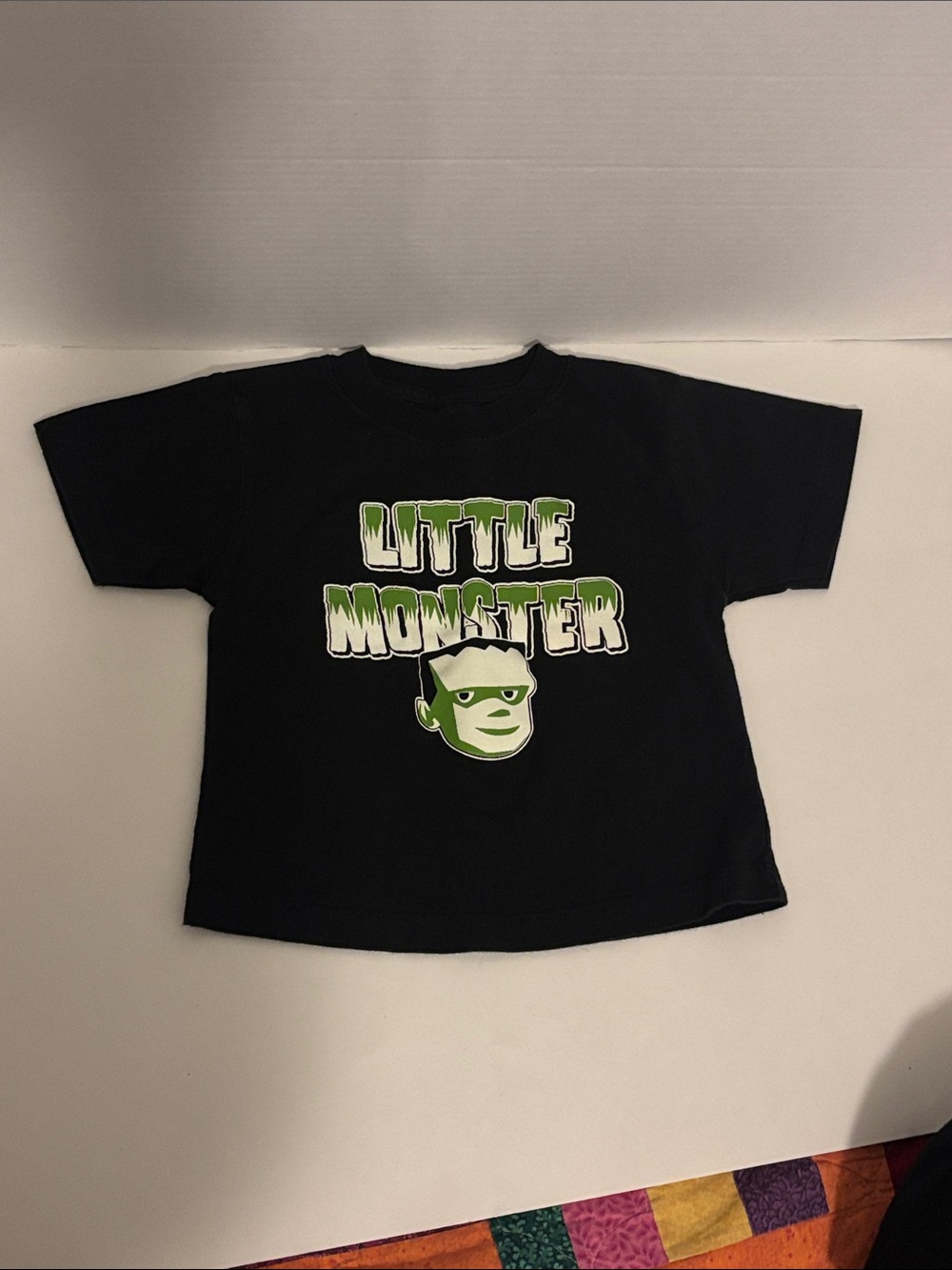 Kids 'Little Monster' Graphic Tee - Black with Green Print